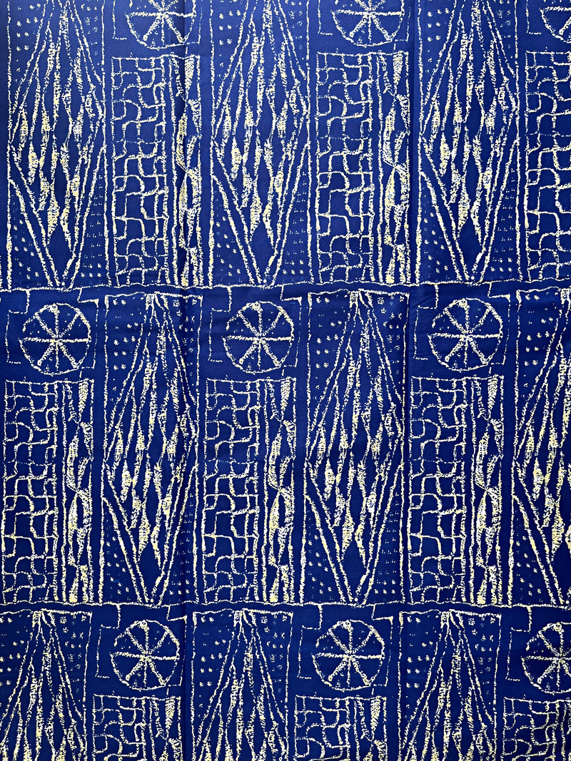 Bamileke Ndop pattern African Wax Print Fabric - Blue