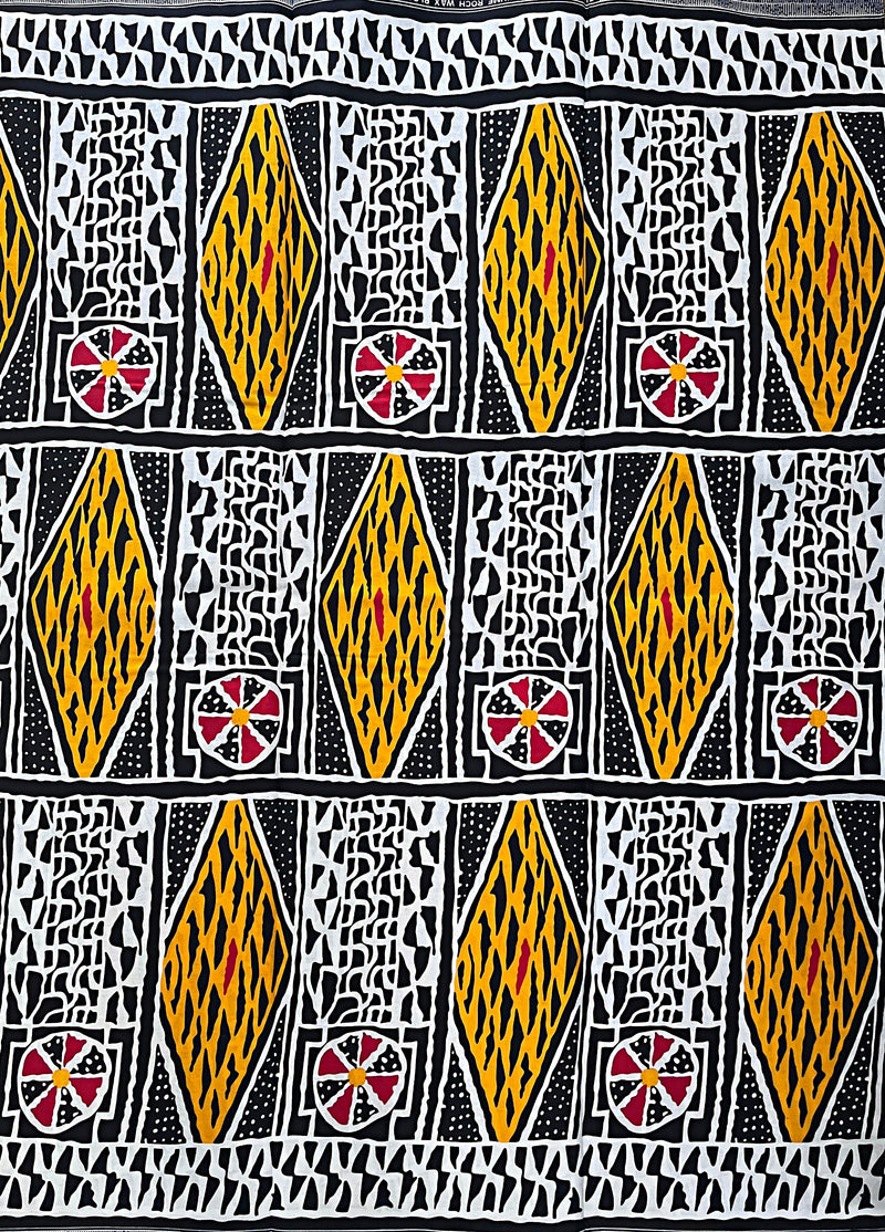 Bamileke Ndop pattern African Wax Print Fabric - Brown / Orange