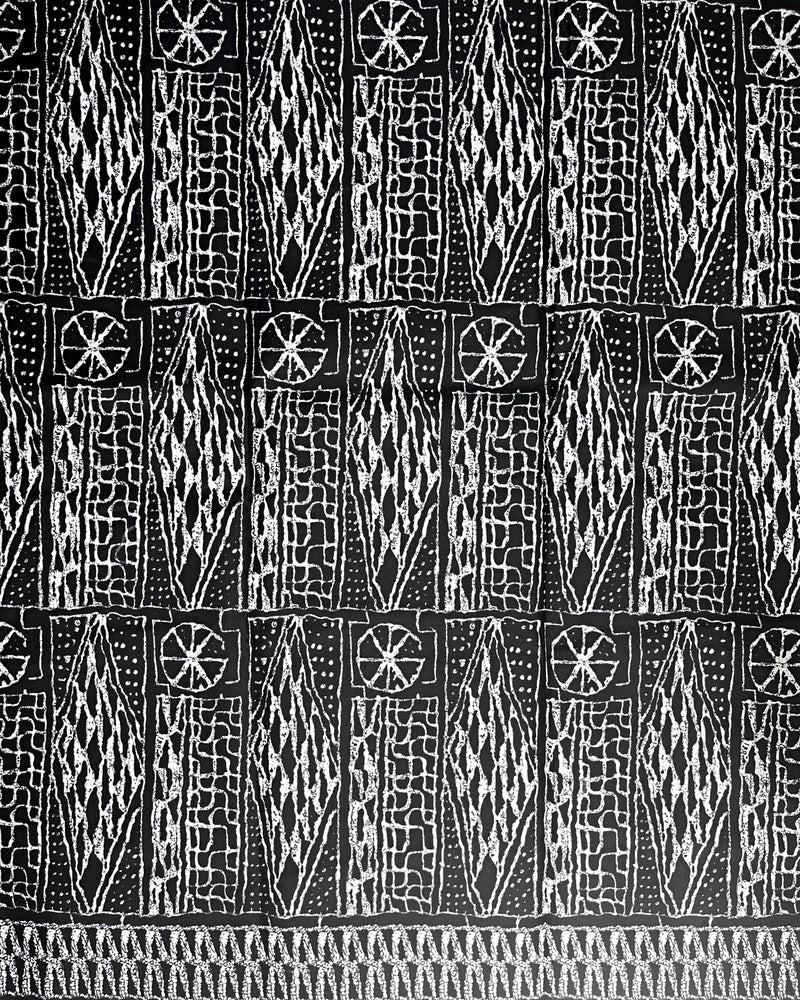 Bamileke Ndop pattern African Wax Print Fabric - Black