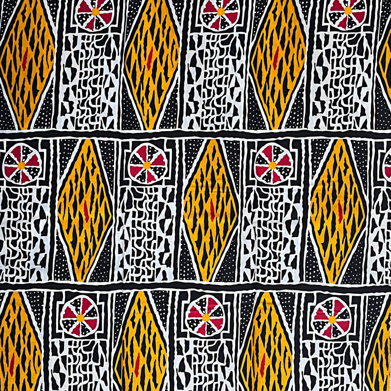 Bamileke Ndop pattern African Wax Print Fabric - Brown / Orange