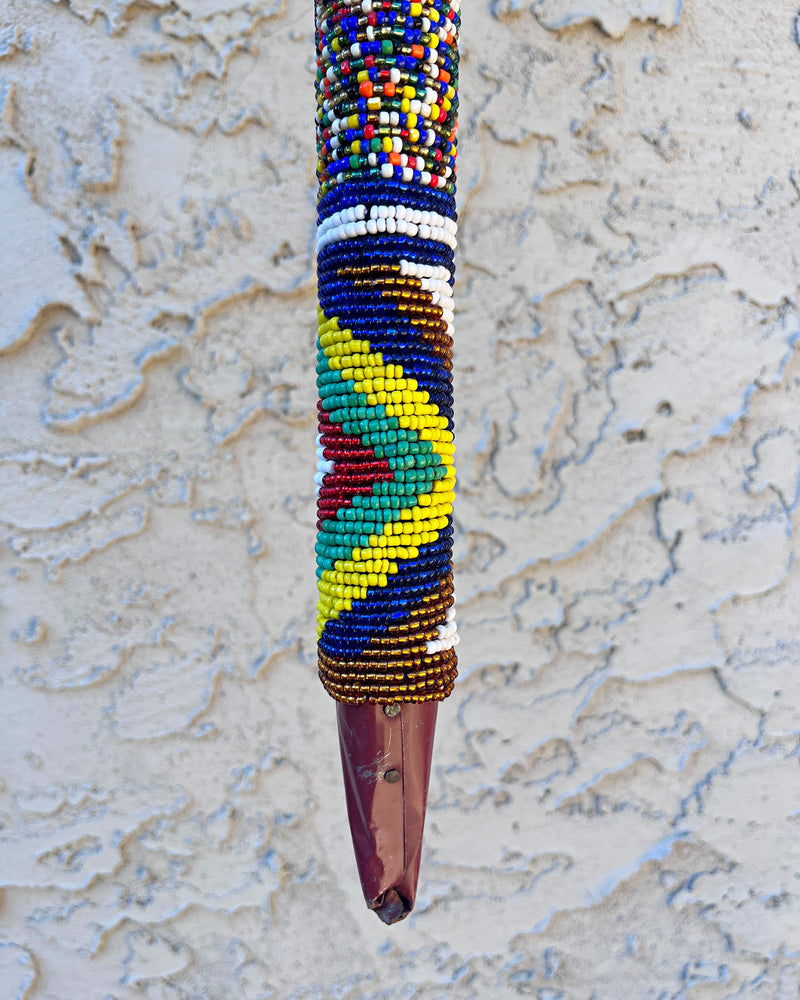 Bamileke Hand Beaded African Carved Walking Stick / Cane