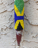 Bamileke Hand Beaded African Carved Walking Stick / Cane - Afrilege