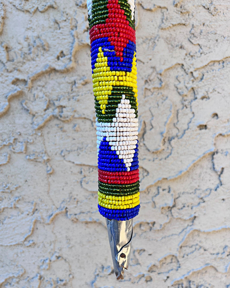 Bamileke Hand Beaded African Carved Walking Stick / Cane