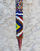 Bamileke Hand Beaded African Carved Walking Stick / Cane - Afrilege
