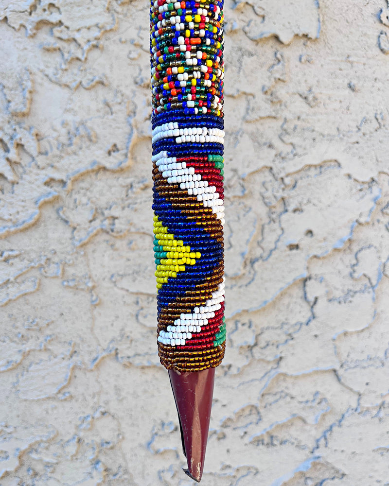 Bamileke Hand Beaded African Carved Walking Stick / Cane