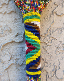 Bamileke Hand Beaded African Carved Walking Stick / Cane - Afrilege