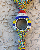 Bamileke Hand Beaded African Carved Walking Stick / Cane - Afrilege