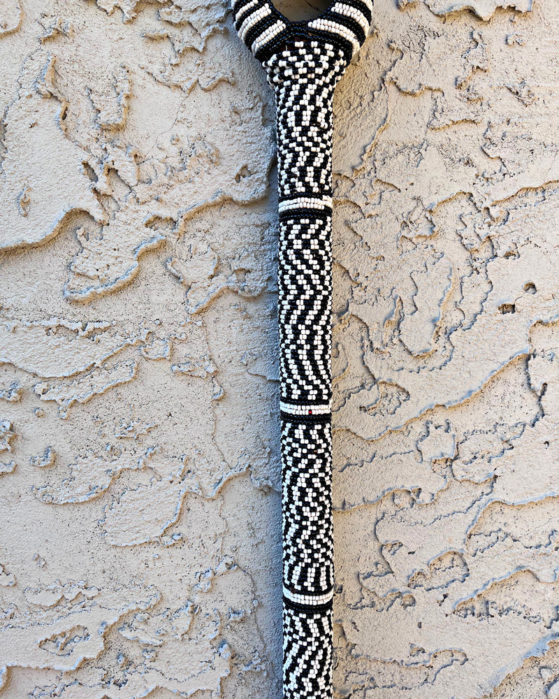 Bamileke Hand Beaded African Carved Walking Stick / Cane