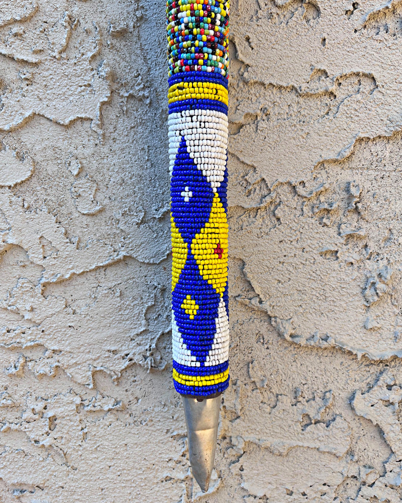 Bamileke Hand Beaded African Carved Walking Stick / Cane