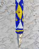 Bamileke Hand Beaded African Carved Walking Stick / Cane - Afrilege