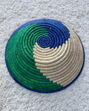 Uganda hand woven Baskets 12" - Blue / Green / Beige - Afrilege