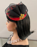 Gloria Fascinator Headband Hat for women- Red/ Black / Gold - Afrilege