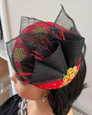 Gloria Fascinator Headband Hat for women- Red/ Black / Gold - Afrilege
