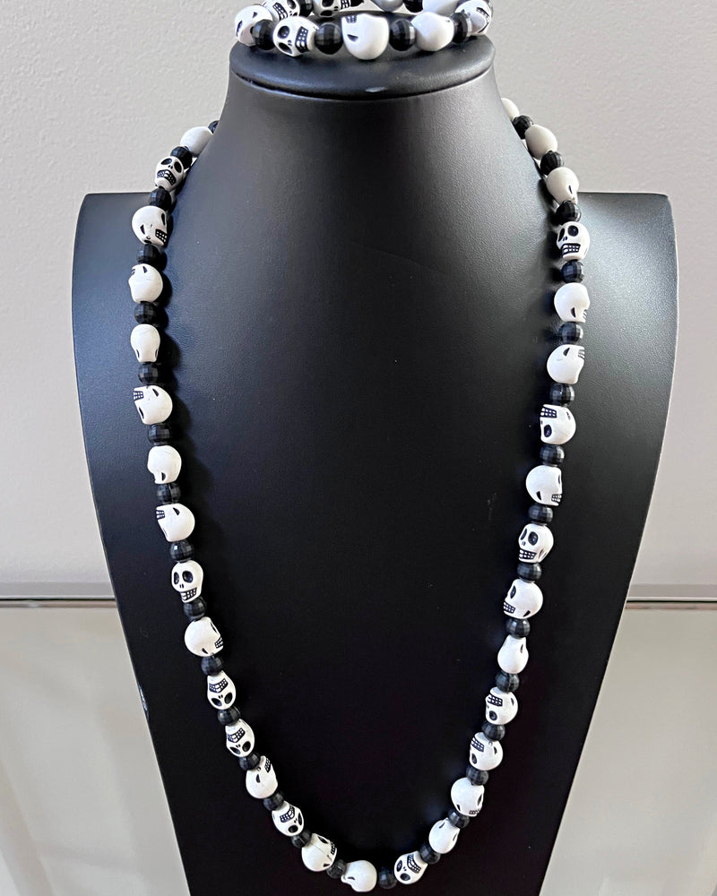 Beige skull beads necklace for men - Afrilege
