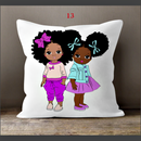 Black Girl Decorative Pillow Cover - White / Multicolor - Afrilege