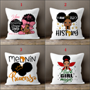 Black Girl Decorative Pillow Cover - White / Multicolor - Afrilege