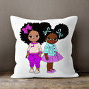 Black Girl Decorative Pillow Cover - White / Multicolor - Afrilege