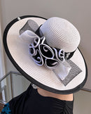 Straw Church Sun Hat - Beige / White