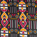 African Wax Print Fabric (Ankara) - Black / Red / Orange - Afrilege