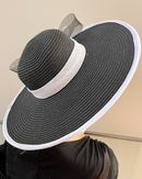 Straw Church Sun Hat - Black / White