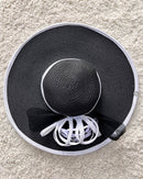 Straw Church Sun Hat - Black / White