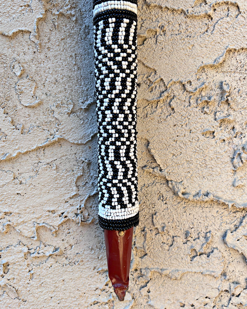 Bamileke Hand Beaded African Carved Walking Stick / Cane