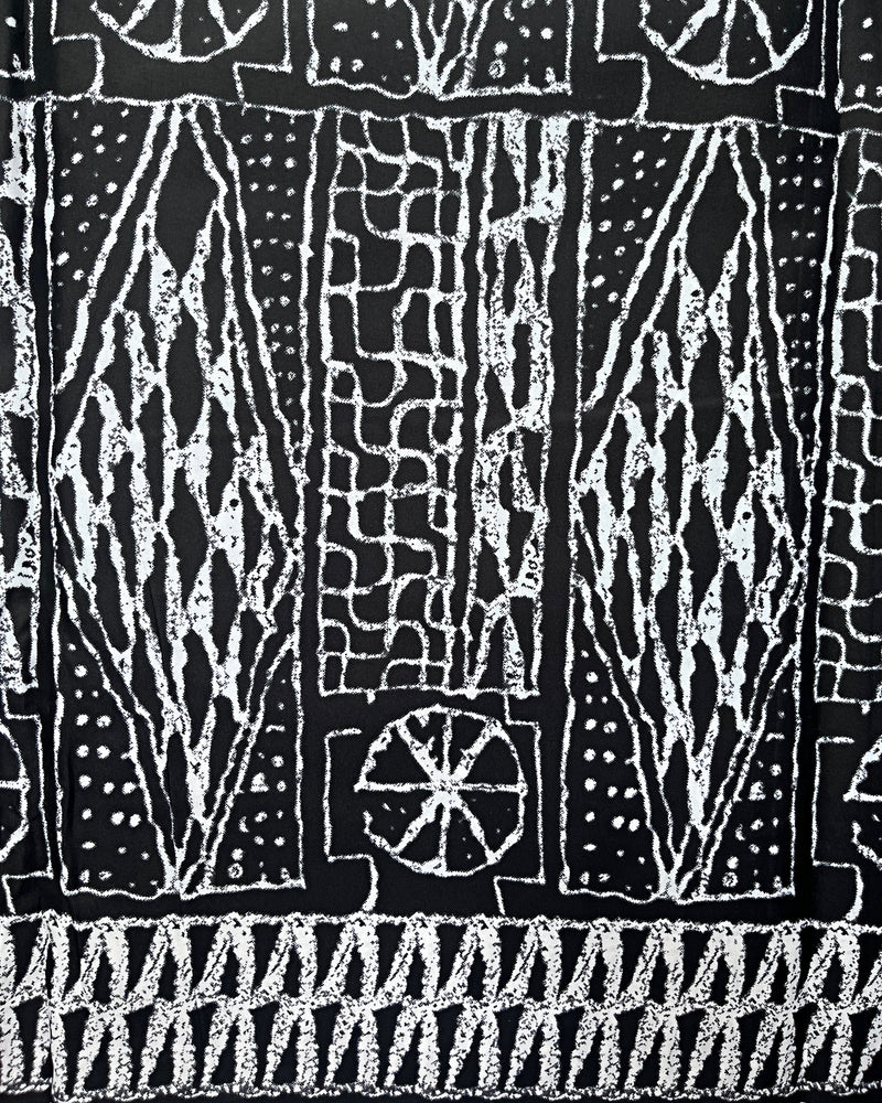 Bamileke Ndop pattern African Wax Print Fabric - Black