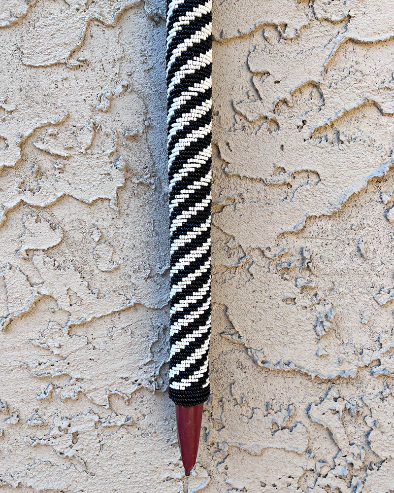 Bamileke Hand Beaded African Carved Walking Stick / Cane