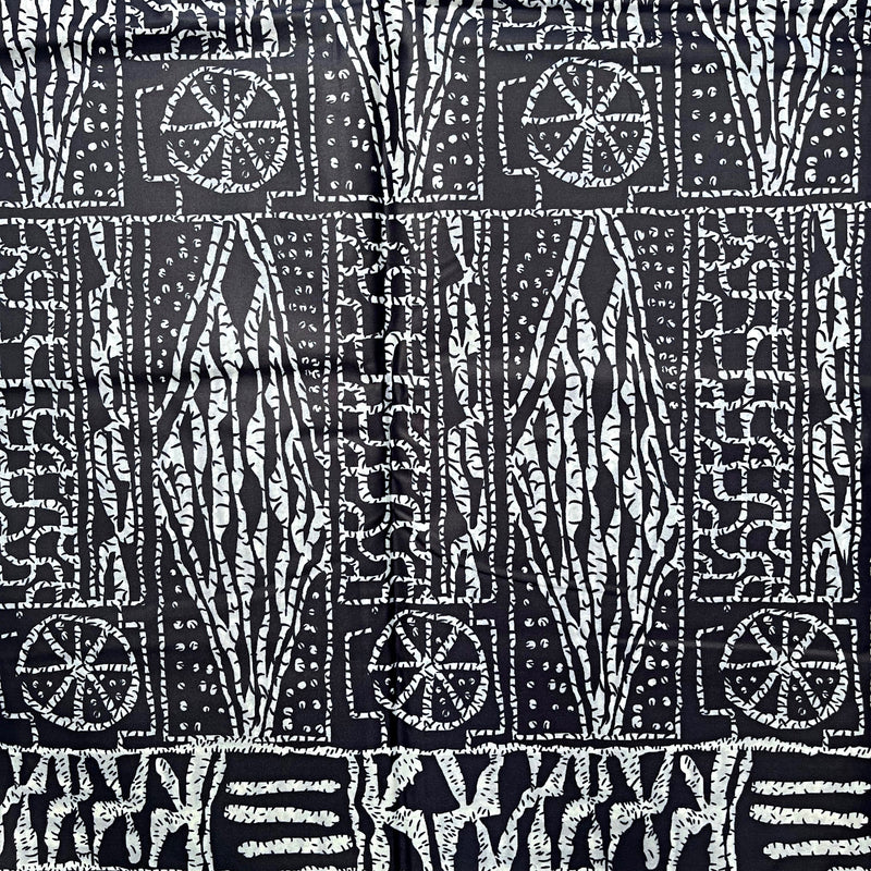 Bamileke Ndop Patterns African Wax Print Fabric (Ankara) - Black / Gray