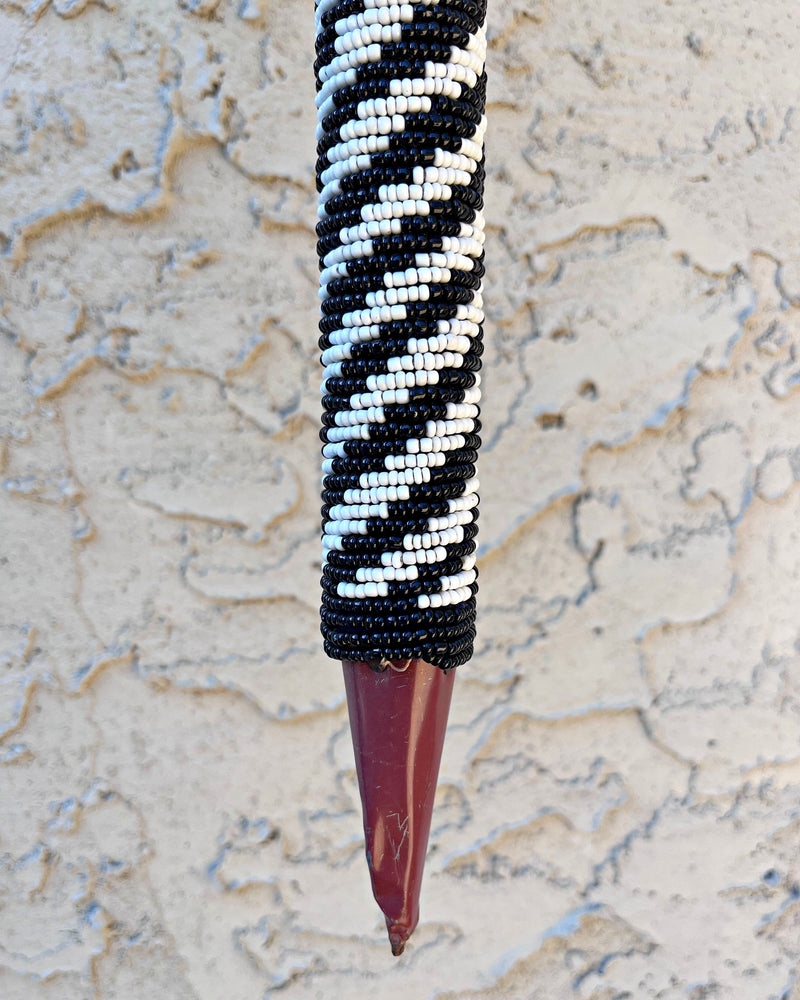 Bamileke Hand Beaded African Carved Walking Stick / Cane