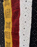 Multi-Colored Strips African Mudcloth Handmade Fabric- Yellow / White/ Rust/ Black - Afrilege