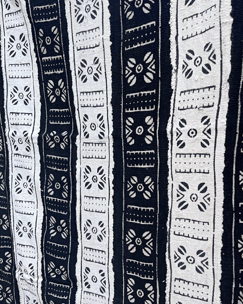 African Mudcloth Handmade Fabric - White / Black