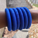 Blue African Print Small Bangle Bracelets - Afrilege