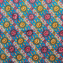 African Wax Print Fabric (Ankara) - Blue / pink