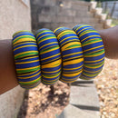 Adama African Print Bangle Bracelets - Green / Blue / Yellow - Afrilege