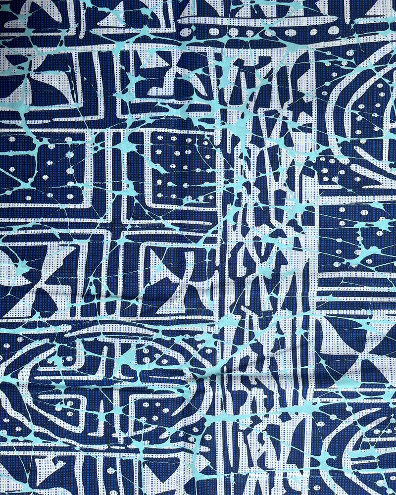 Bamileke Ndop pattern African Wax Print Fabric - Blue