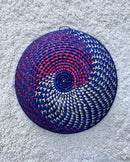 Uganda hand woven Baskets 12" - Blue / Red / Beige - Afrilege