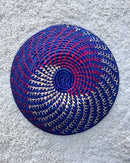 Uganda hand woven Baskets 12" - Blue / Red / Beige - Afrilege