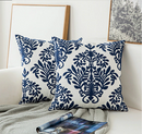 Embroidery Geometric Boho Decorative pillow covers - Blue - Afrilege