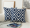 Embroidery Geometric Boho Decorative pillow covers - Blue - Afrilege