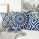 Embroidery Geometric Boho Decorative pillow covers - Blue - Afrilege
