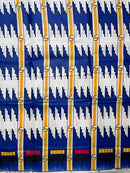 African Wax Print Fabric (Ankara) - Blue / White / Gold - Afrilege