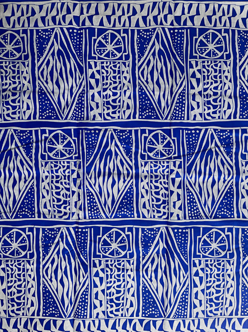 Bamileke Ndop pattern African Wax Print Fabric - Blue