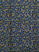 African Wax Print Fabric by The Yard - Olive Green / Blue - Afrilege