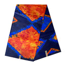 African Wax Print Tie Dye Fabric ( Ankara) - Blue / Orange - Afrilege