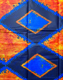 African Wax Print Tie Dye Fabric ( Ankara) - Blue / Orange - Afrilege