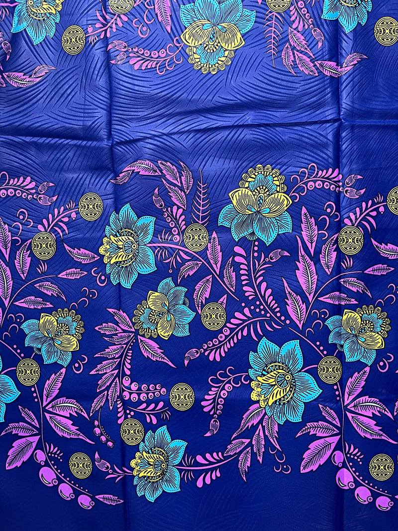 African Wax Print Fabric (Ankara) - Blue / Pink