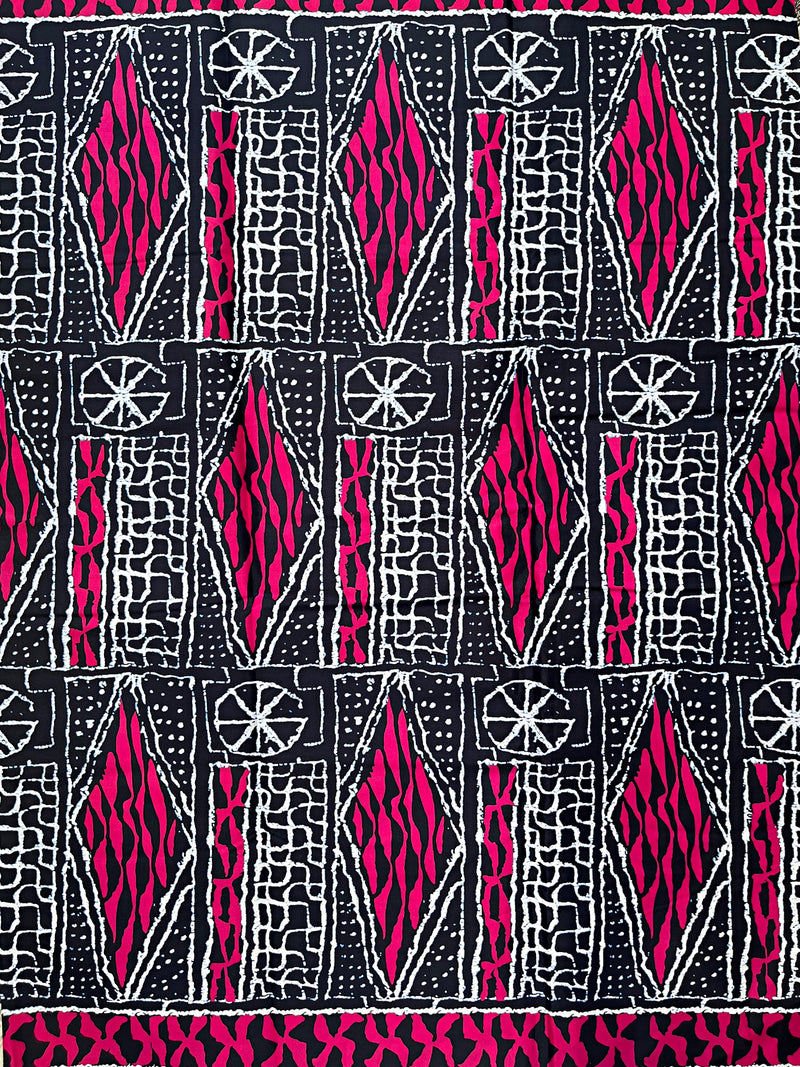 Bamileke Ndop pattern African Wax Print Fabric - Blue / Pink