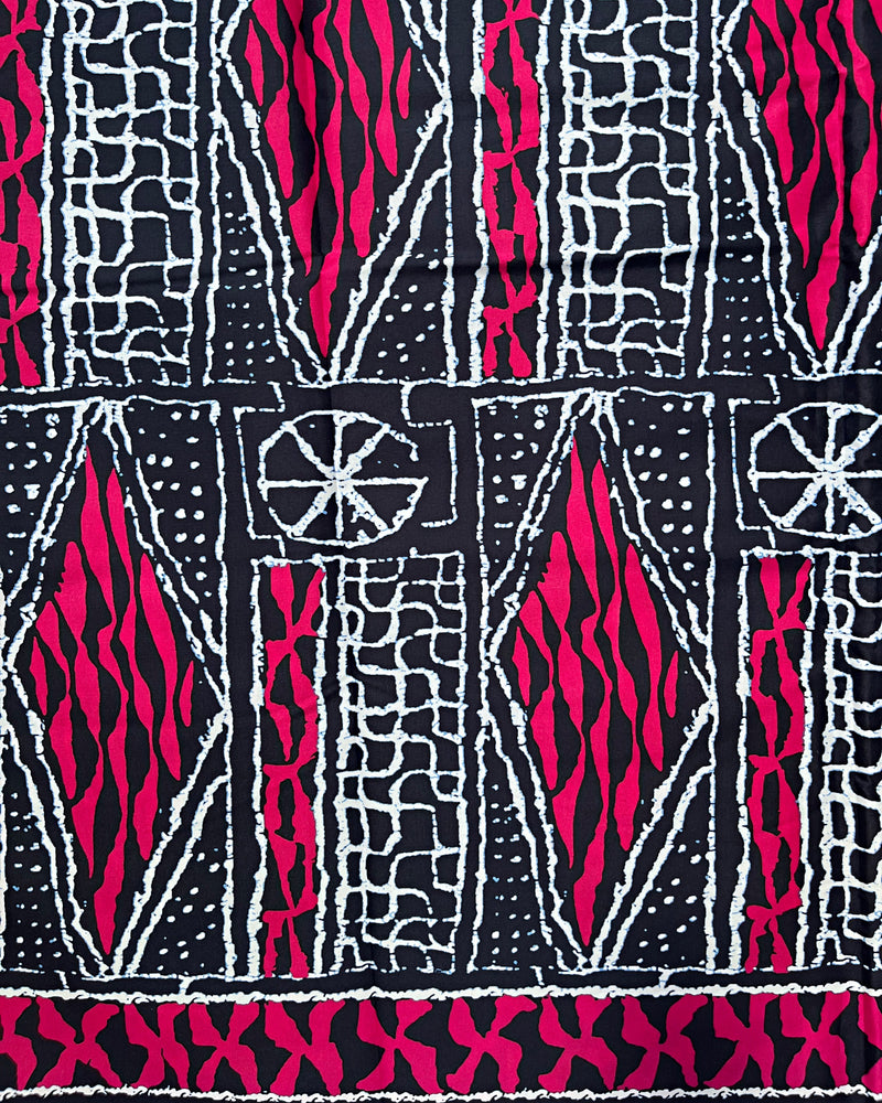 Bamileke Ndop pattern African Wax Print Fabric - Blue / Pink