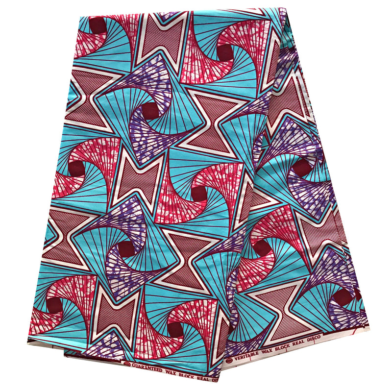 African wax print Ankara Fabric - Blue / Pink / Purple - Afrilege
